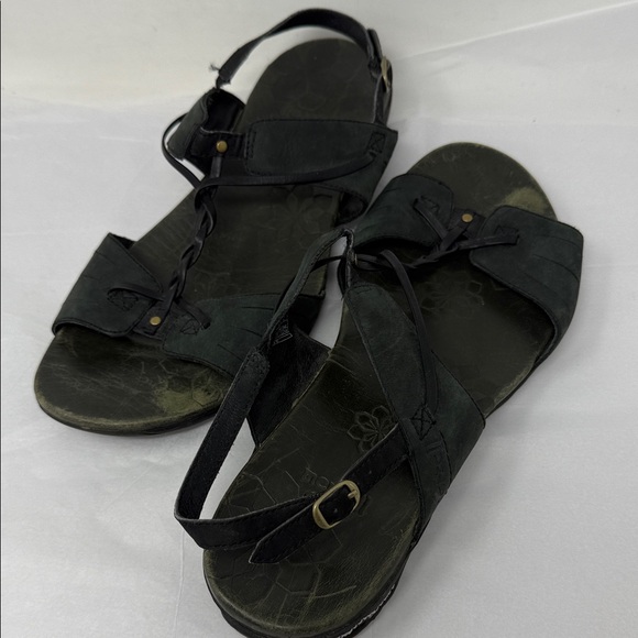 Merrell Micca Black Leather Sandals comfort adjustable buckle strap size 10 - Picture 1 of 11